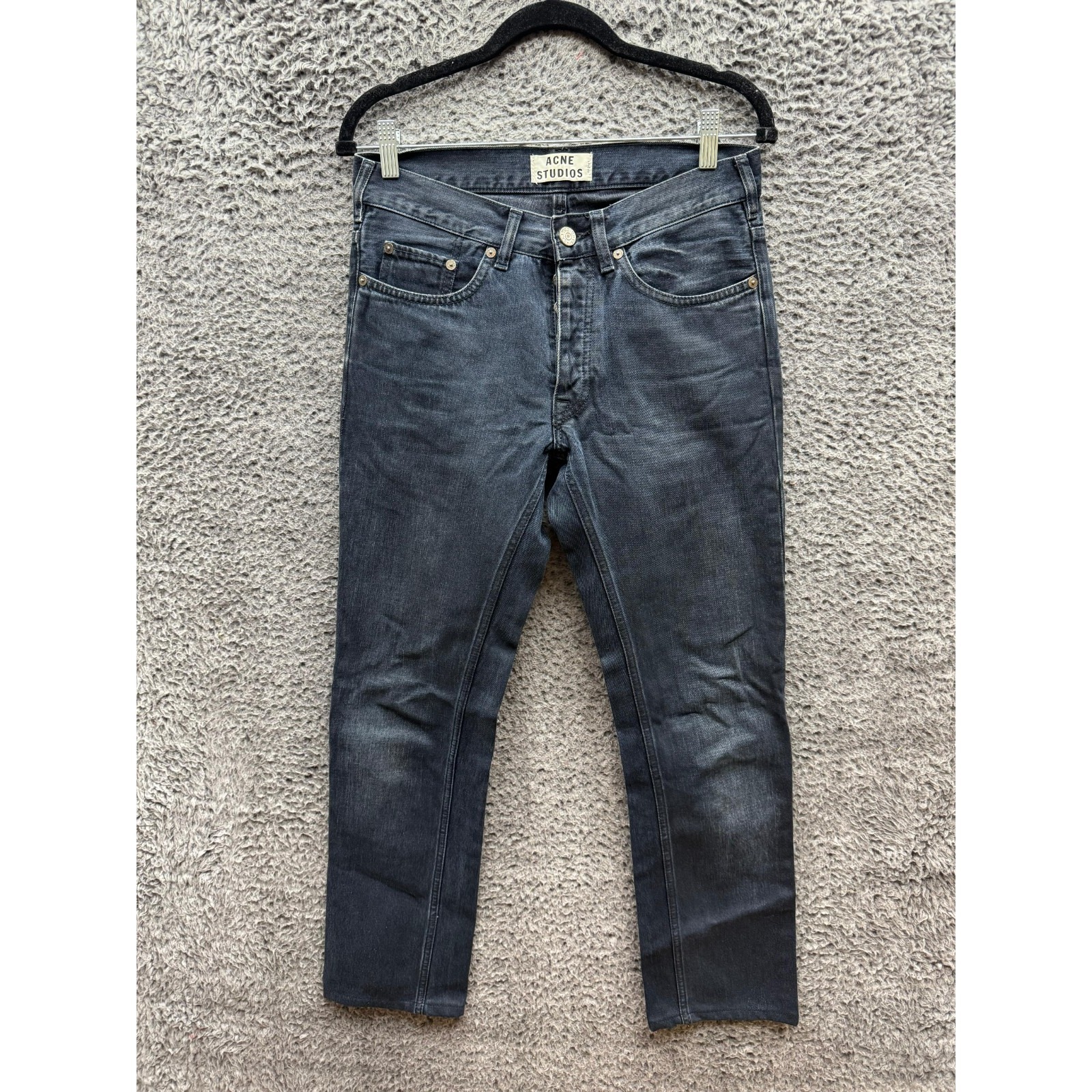 Acne Studios Slim Fit Roc Lana Button Fly Denim Jeans Black Mens Size 30 X 32